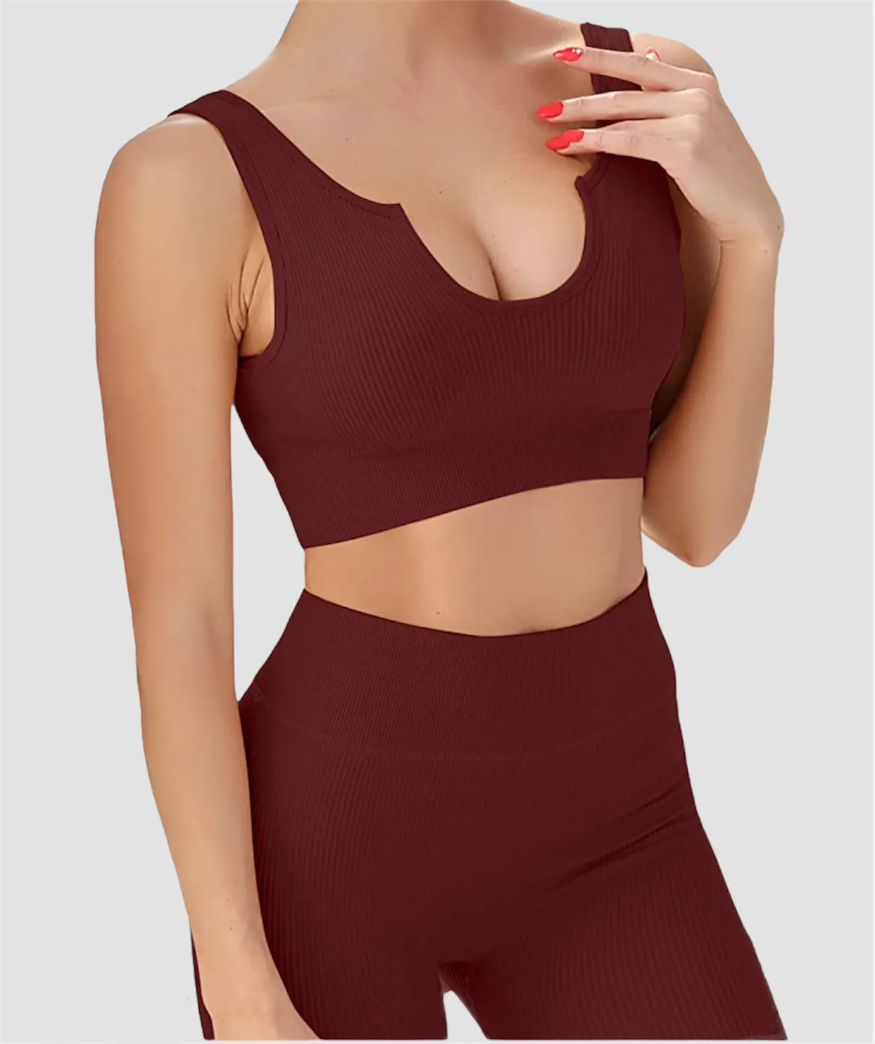 MAROON SEAMLESS LEGGINGS - Ribbed Collection