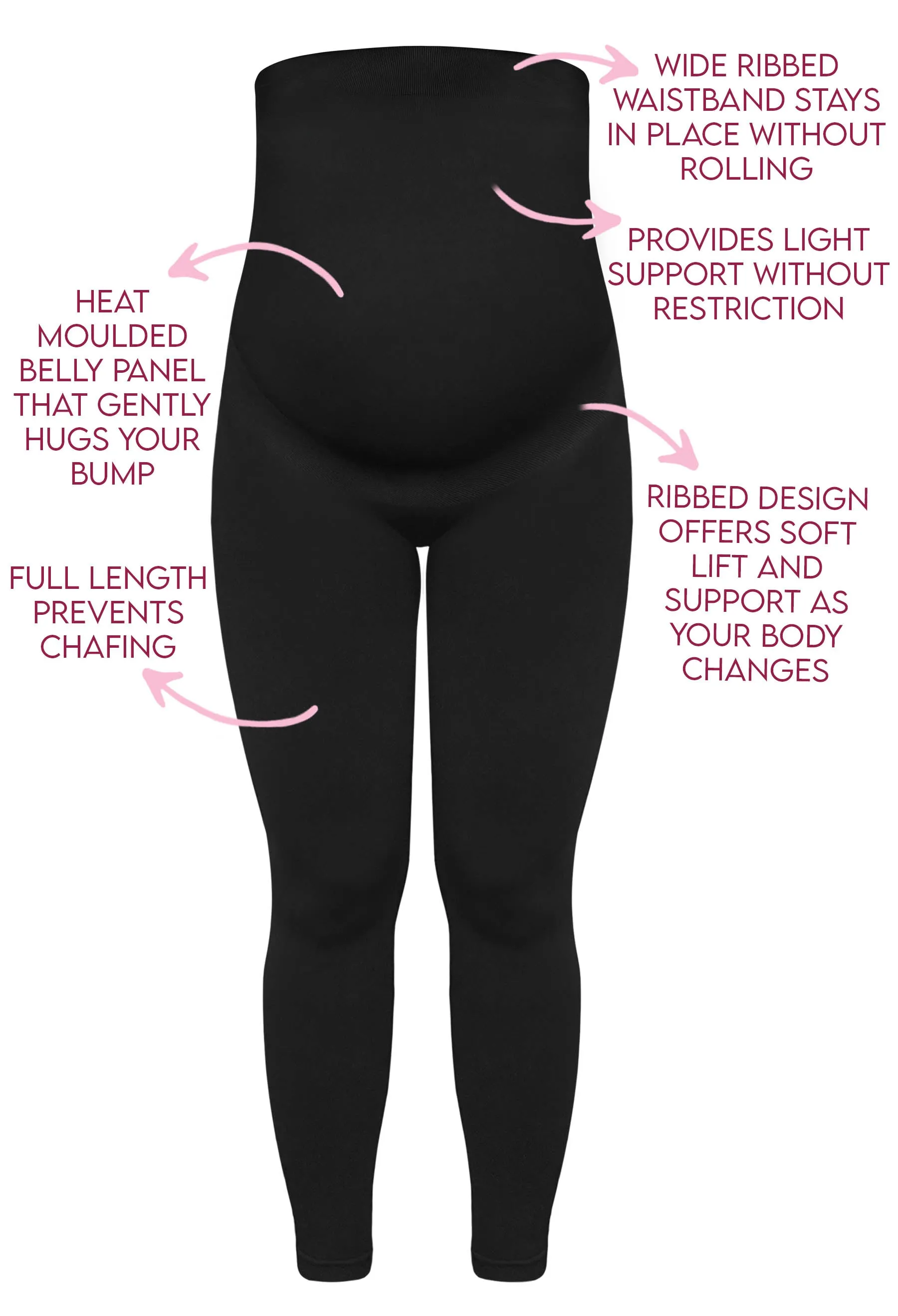 Maternity Leggings with Tummy Support - 2 Pack