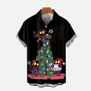 Men's Christmas tree Printed Short Sleeve Shirts