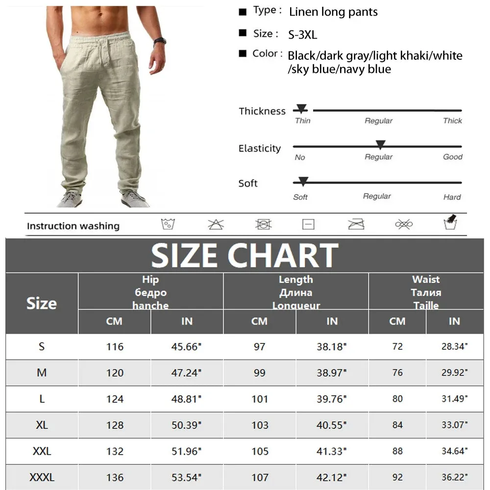 Men's Cotton Linen Casual Pants Summer