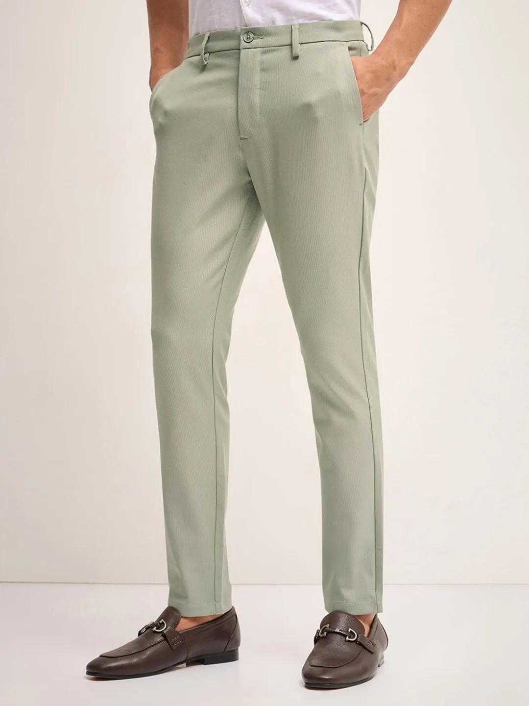 Men's Imported Textured Velen Cool Light Mint Pant