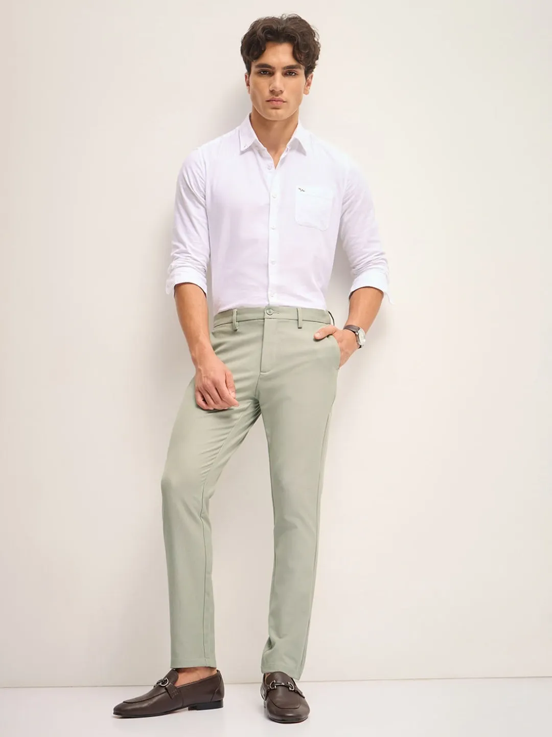 Men's Imported Textured Velen Cool Light Mint Pant