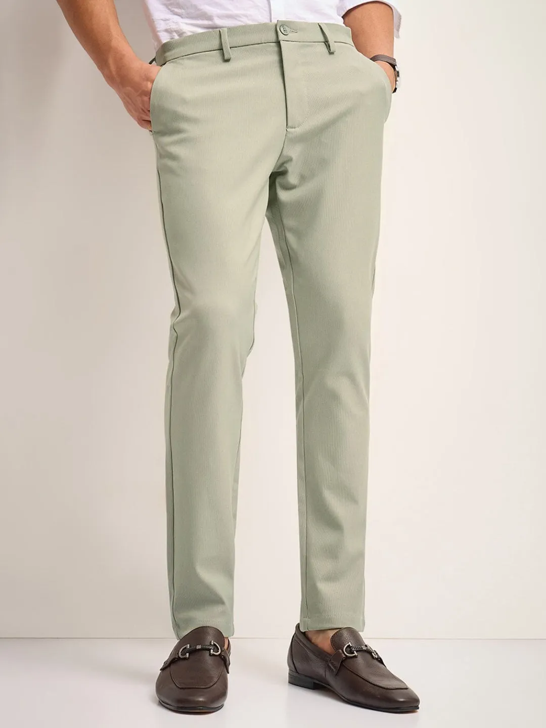Men's Imported Textured Velen Cool Light Mint Pant