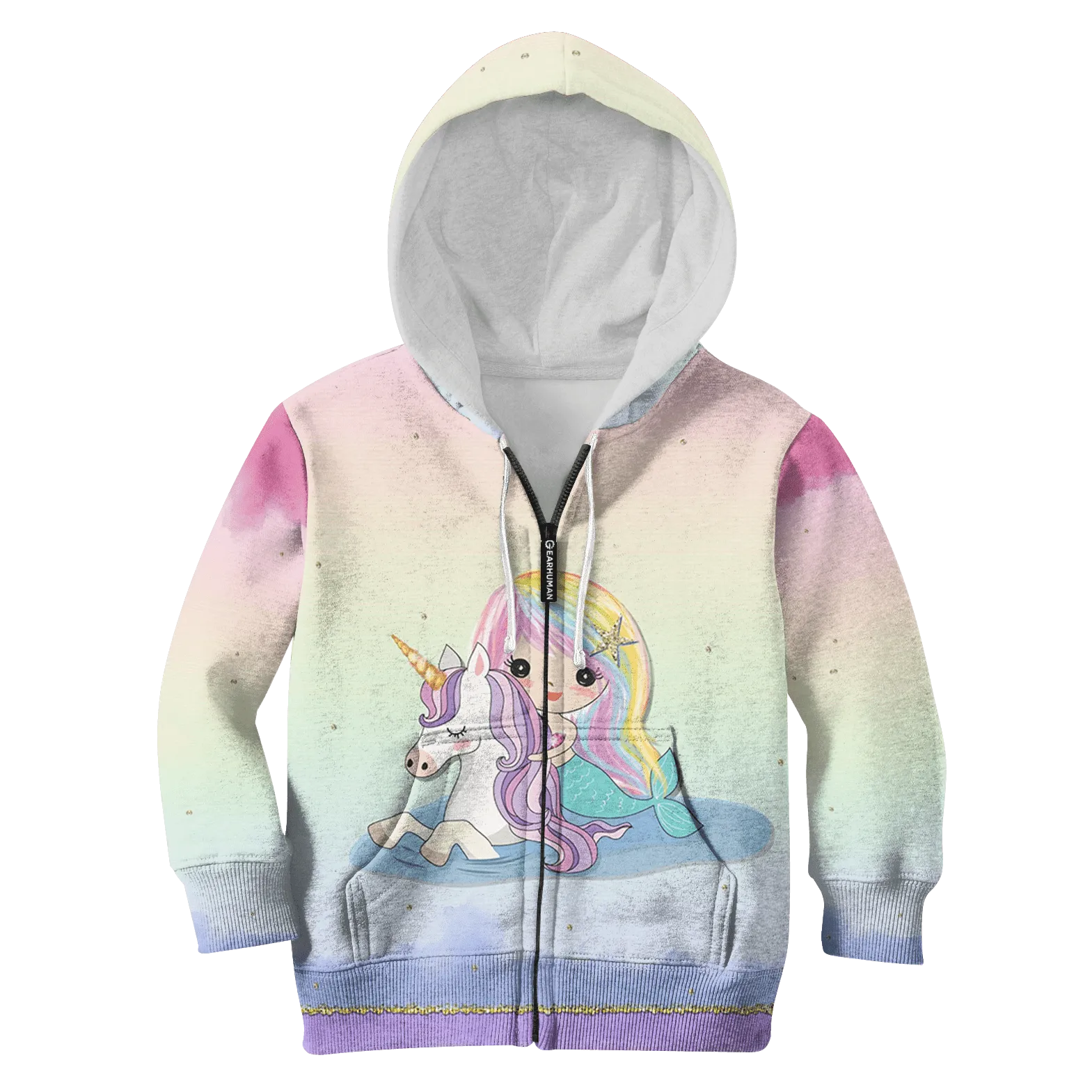 Mermaid Riding Unicorn Custom Cosplay Kid Hoodie