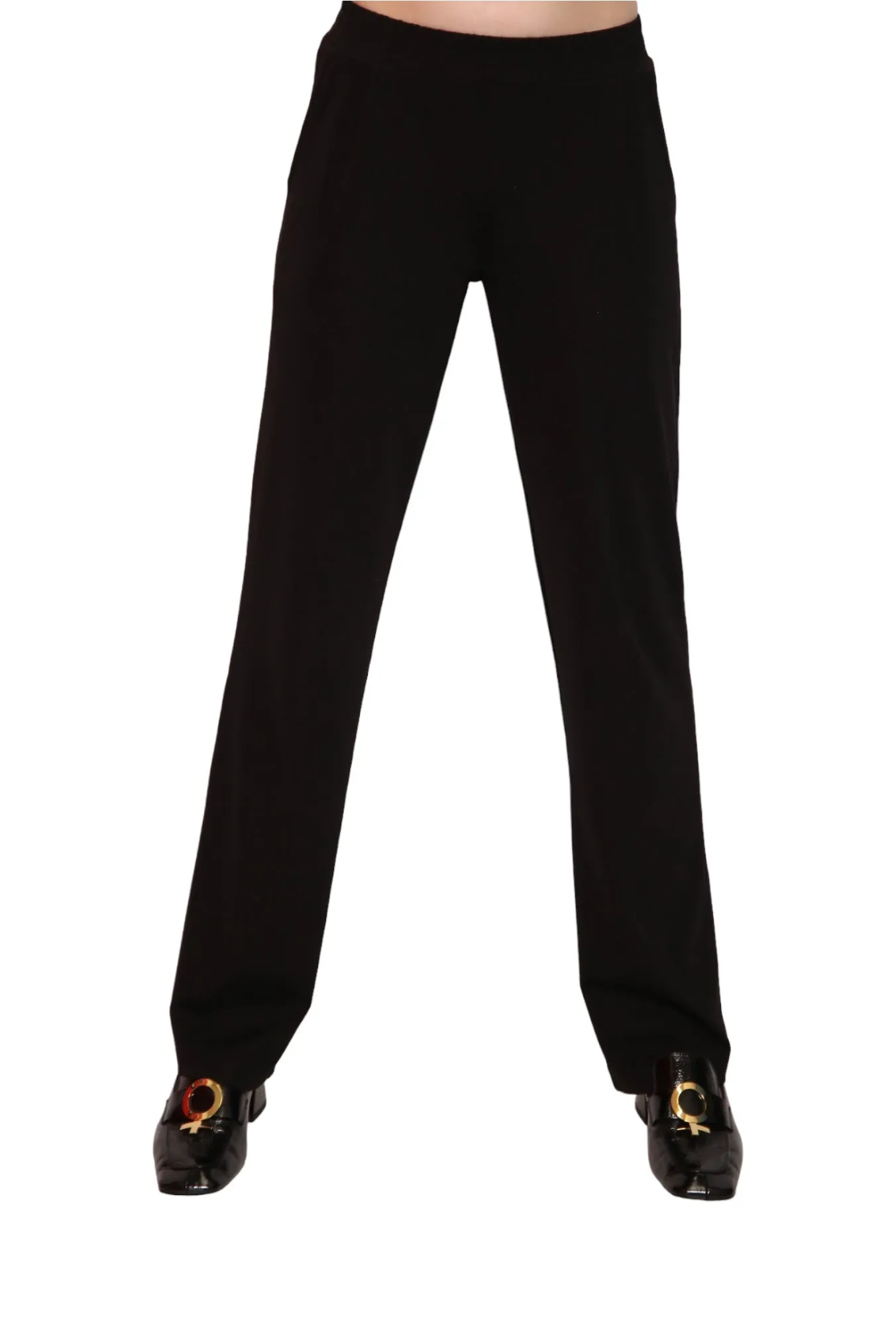 Mid-Rise Straight Leg Pants - Black