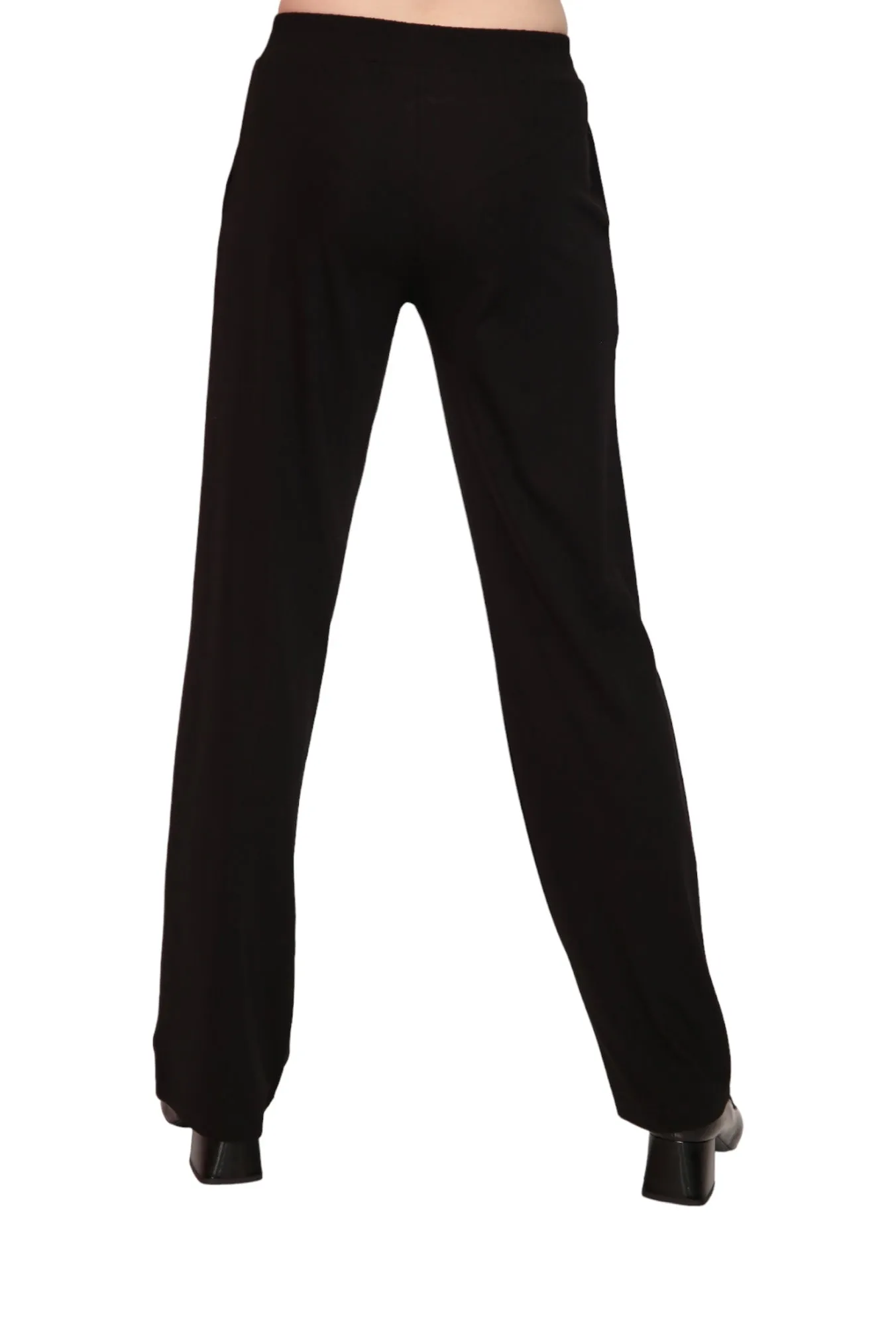 Mid-Rise Straight Leg Pants - Black