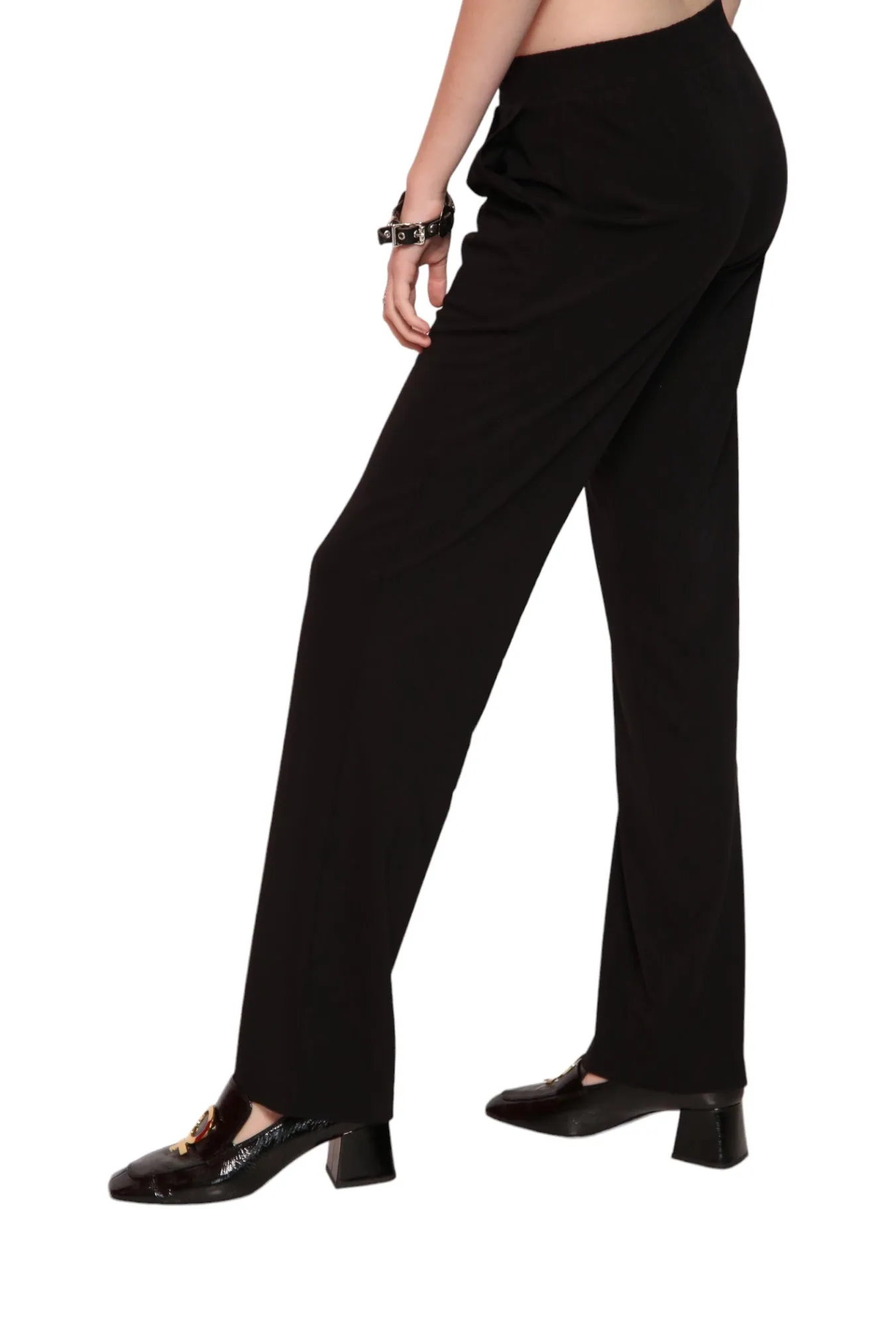 Mid-Rise Straight Leg Pants - Black