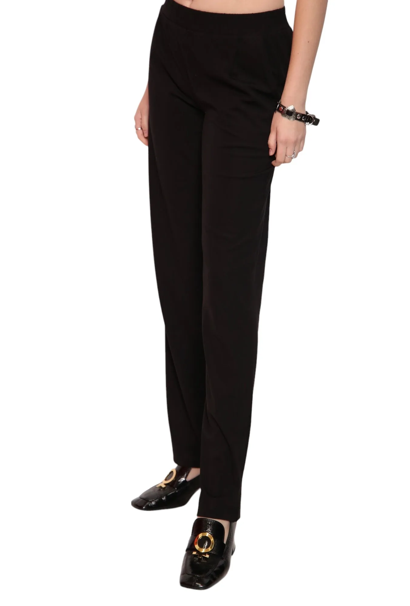 Mid-Rise Straight Leg Pants - Black