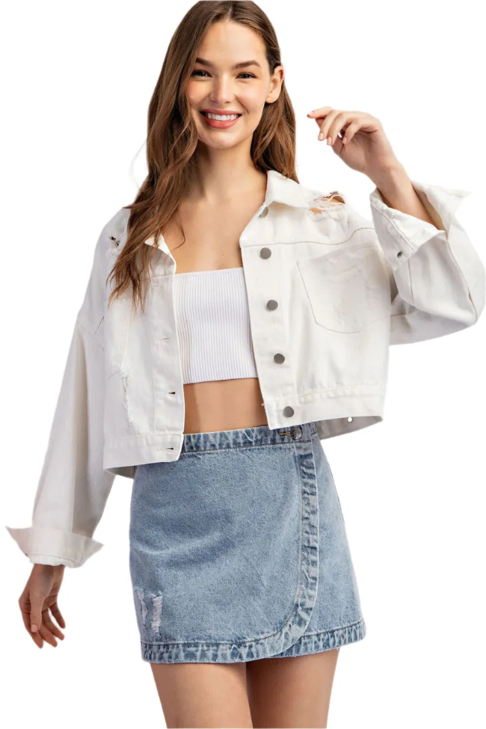 Mineral Washed Jewel Fringe Jacket
