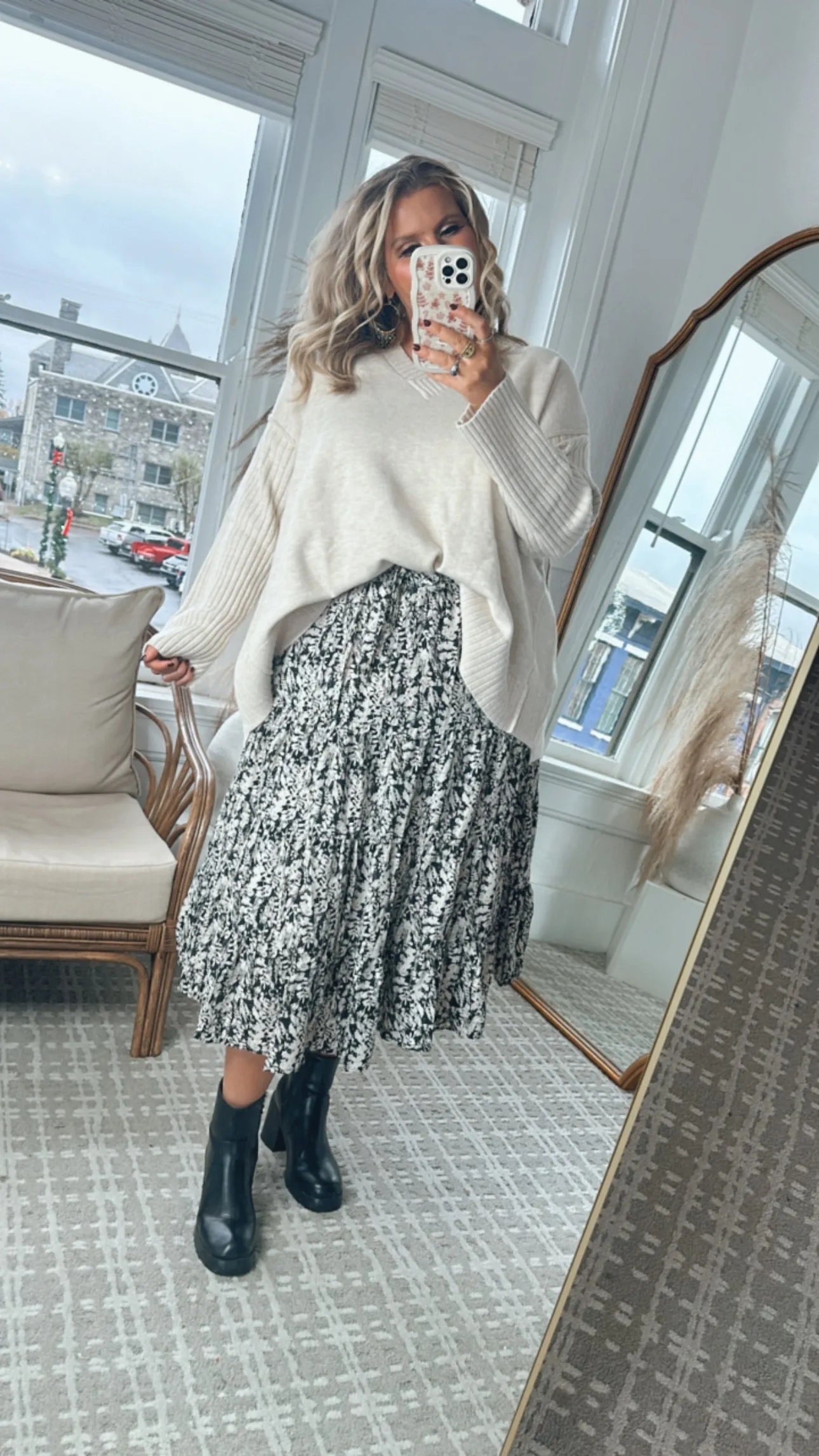 Moment In Time Floral Print Skirt, Black