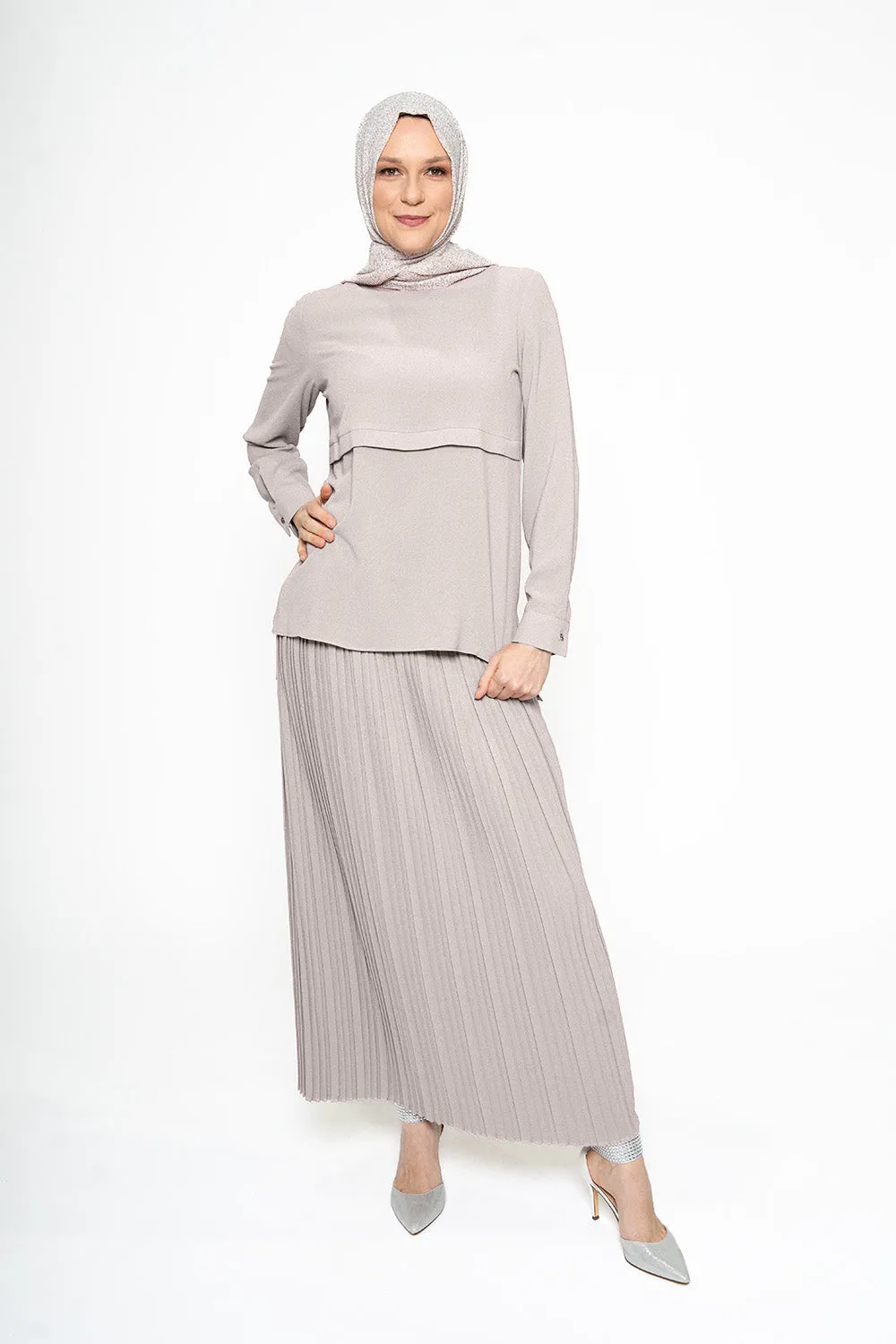 Namaa Modest Skirt Set | Light Grey