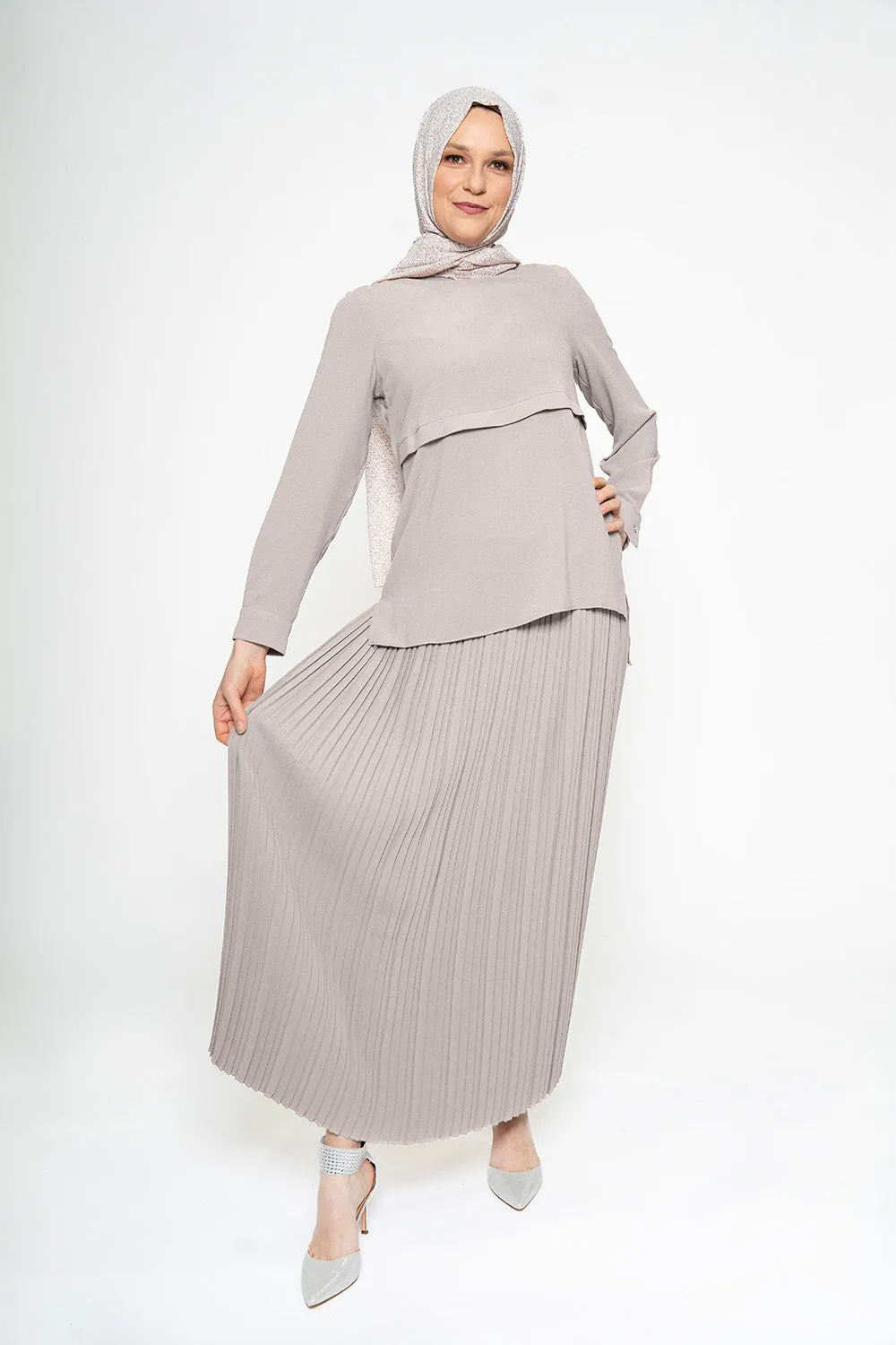 Namaa Modest Skirt Set | Light Grey