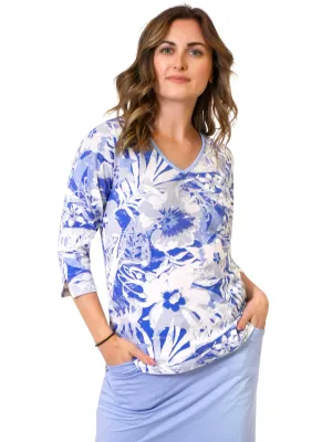 Nicole V-Neck Top Blue Bird