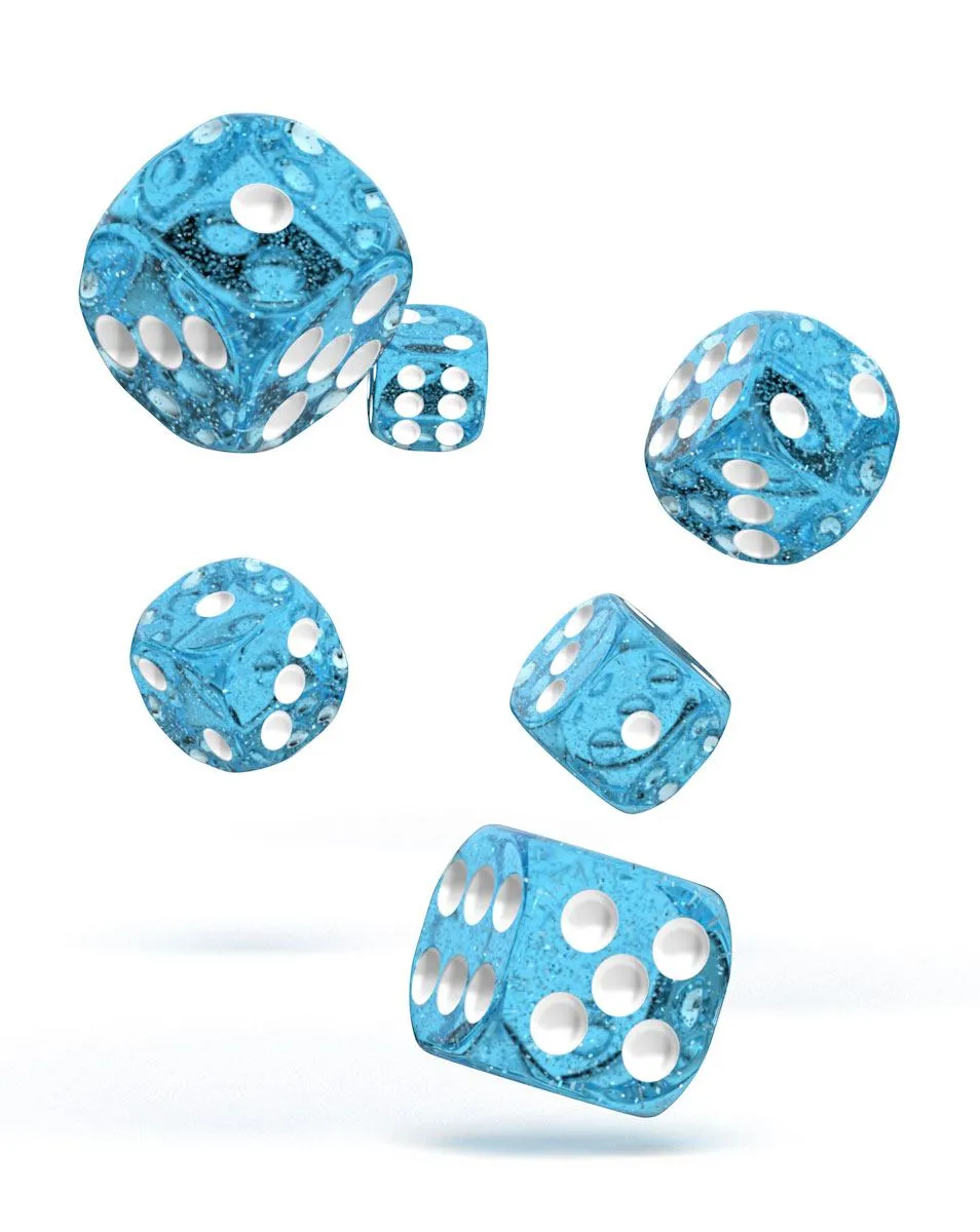 Oakie Doakie Dice D6 Dice 16 mm Speckled - Light Blue (12)