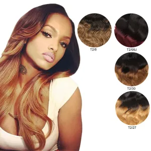 Ombre Dark Brown With Copper Red Clip-in Body Wave Virgin Human Hair Extension