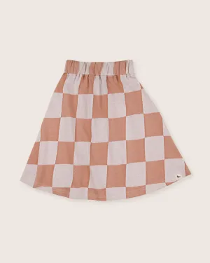 Orange Bold Check Print Skirt