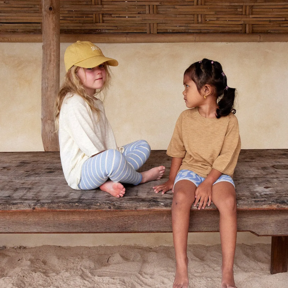Organic Ribbed Essential Leggings - Marine/Milk