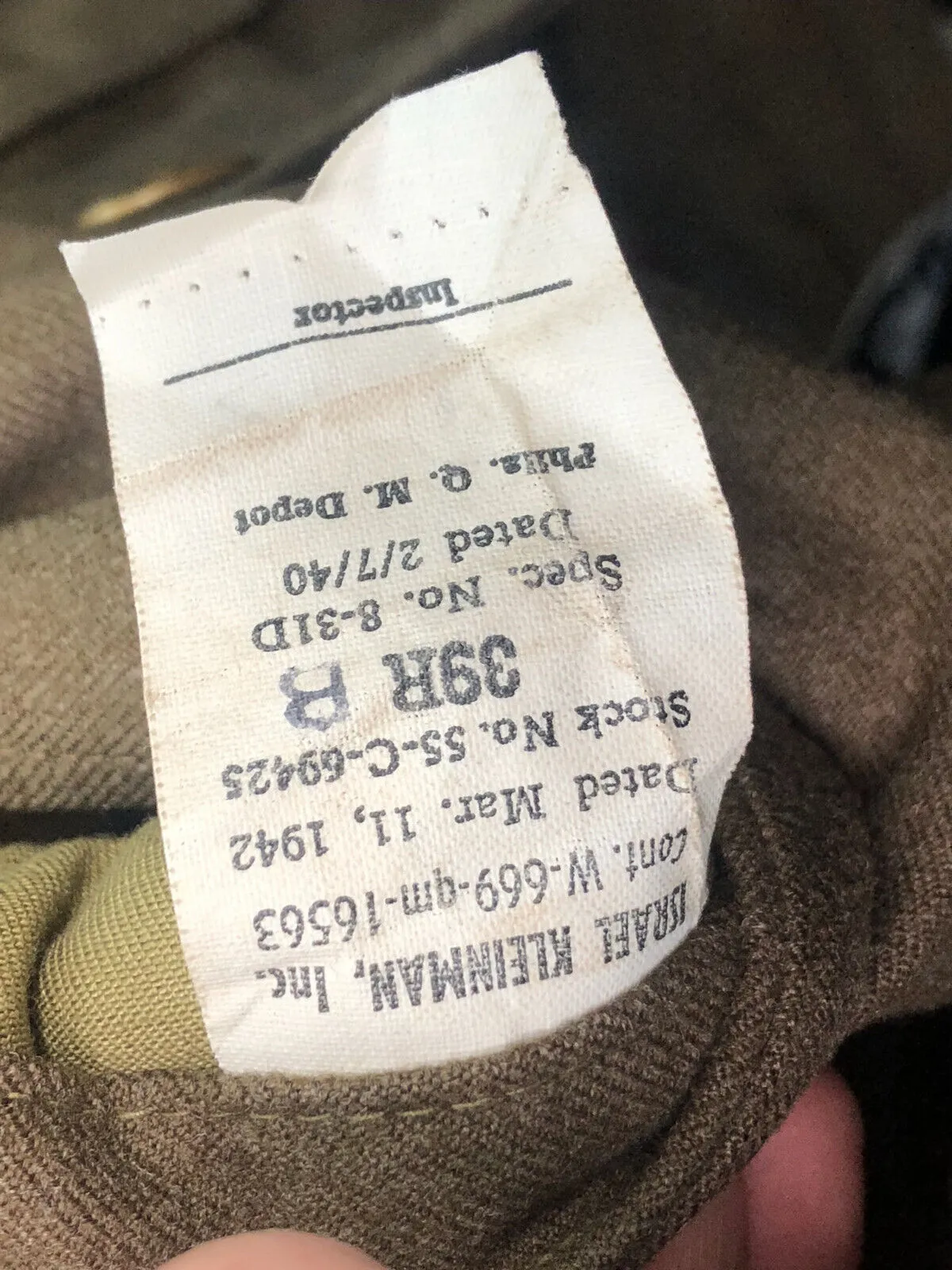 Original WW2 US Army Class A Dress Jacket 1942 - Private Ryan Prop - 39" Regular