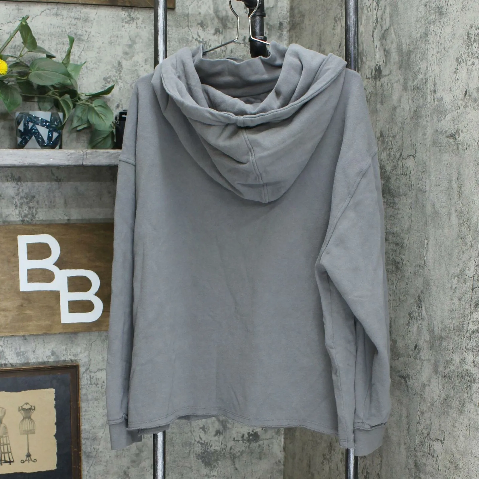 Peace Love World Plus Size Mock Neck Hoodie With Dip Dye Cords