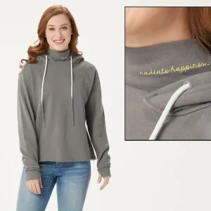 Peace Love World Plus Size Mock Neck Hoodie With Dip Dye Cords