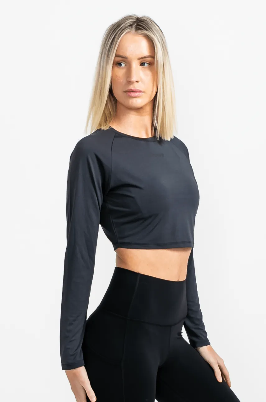 Performance Long Sleeve Crop - Black