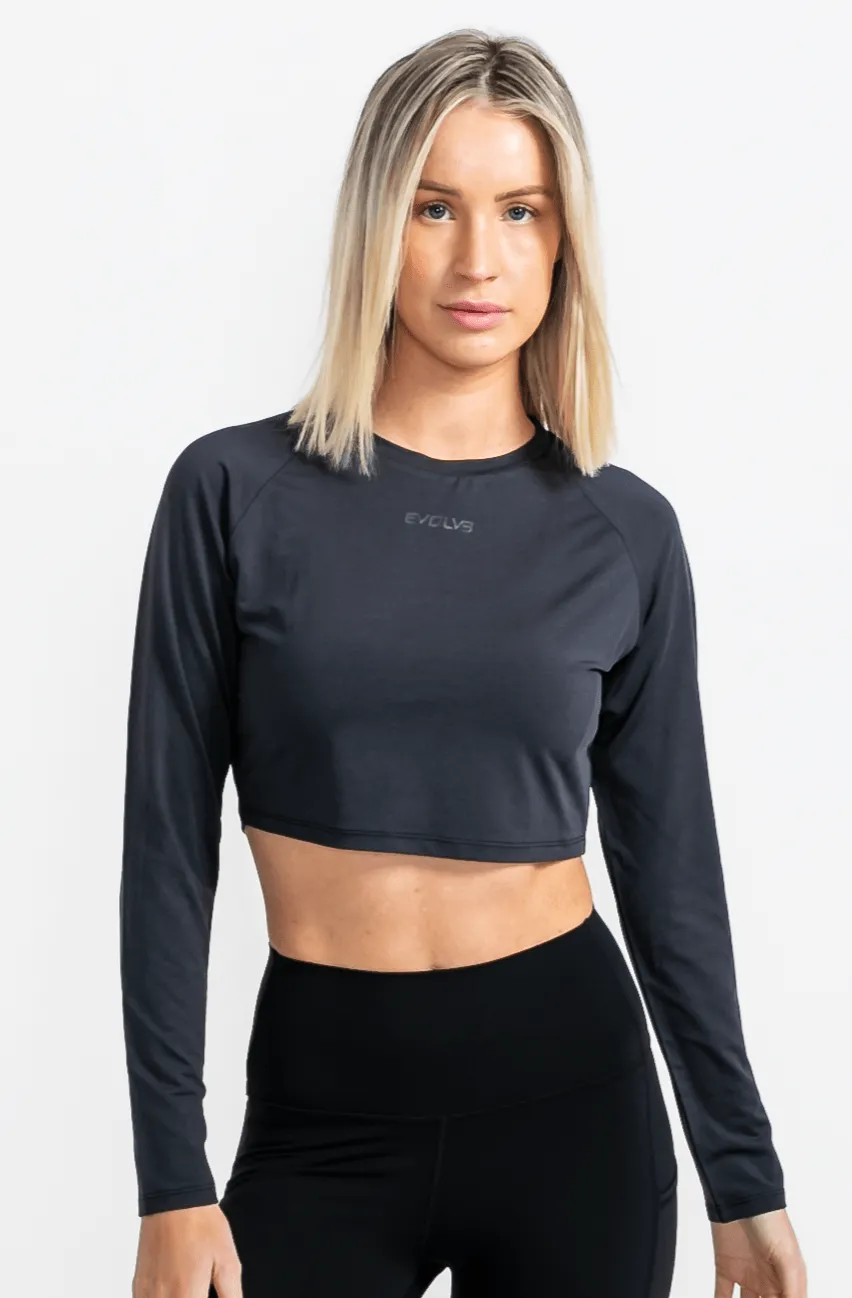Performance Long Sleeve Crop - Black