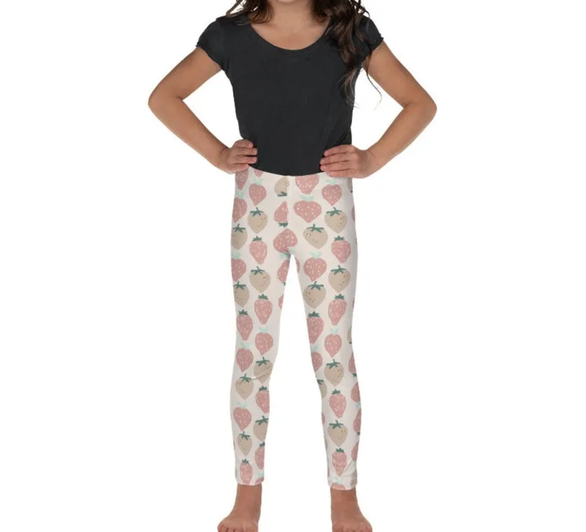 Pink Strawberries & Cream Kid's Leggings (2T-7)