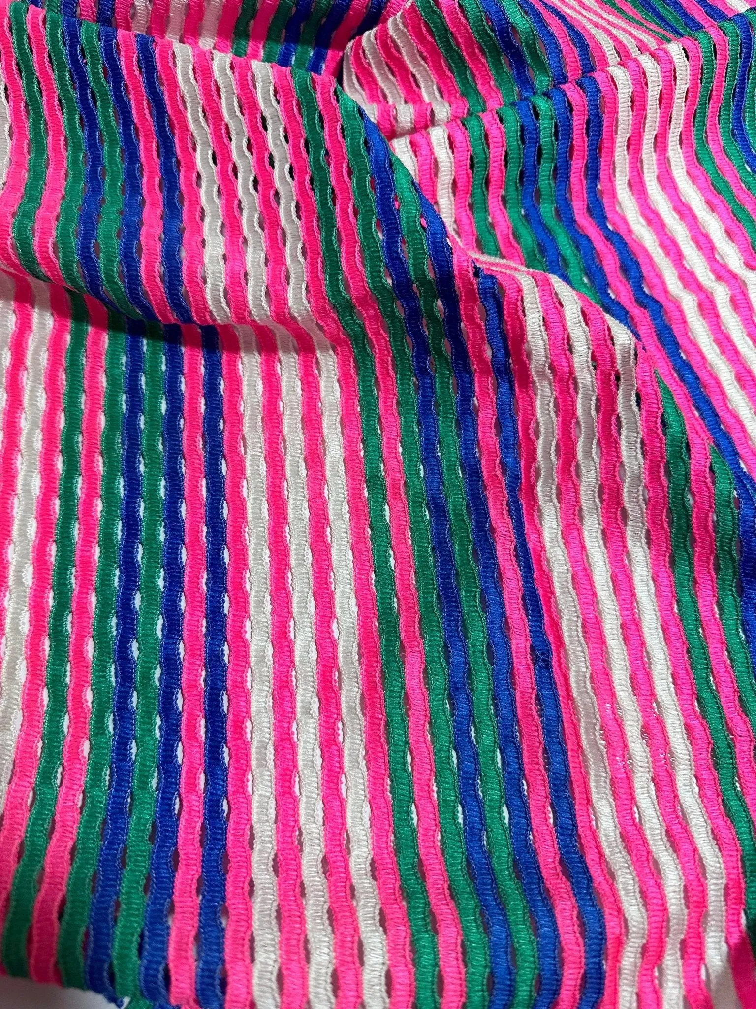 Pink Striped Knit Jersey Fabric - Soft Mesh Material for Crafts and Apparel