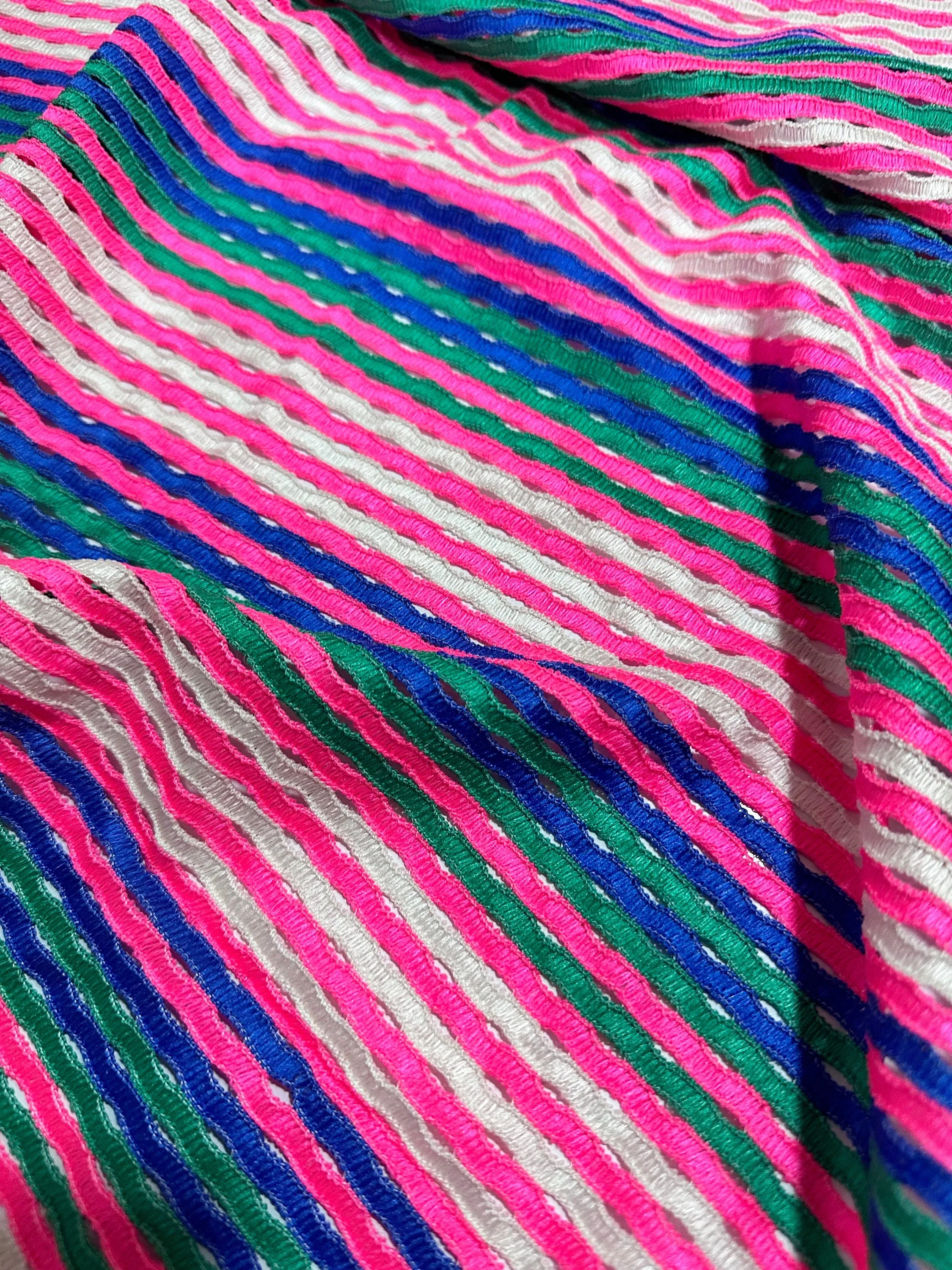 Pink Striped Knit Jersey Fabric - Soft Mesh Material for Crafts and Apparel