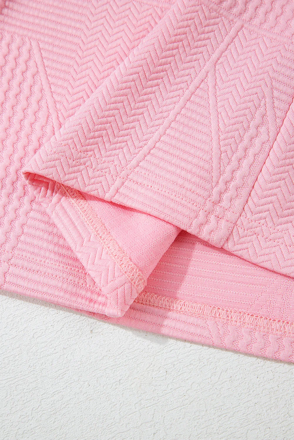 Pink Textured Pearled Ruffled Sleeve Wide Leg Pants Set