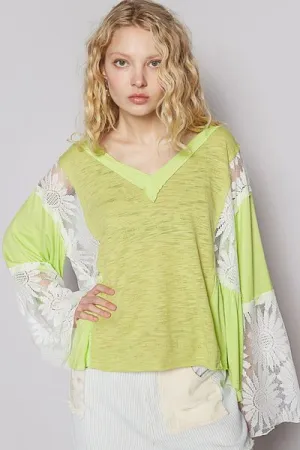 POL Anything But Basic Top- Lime