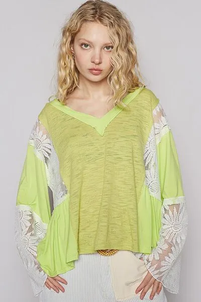 POL Anything But Basic Top- Lime