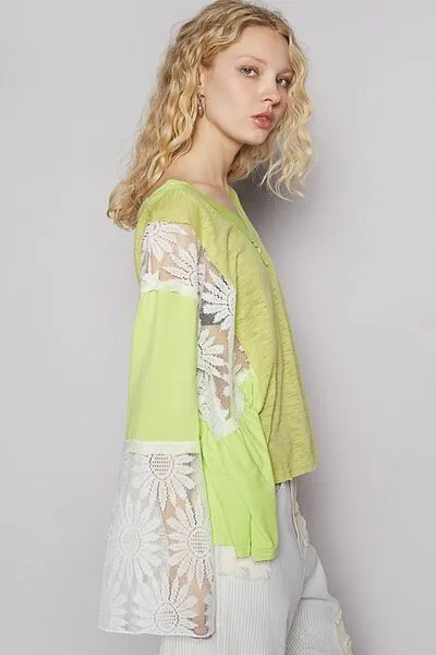 POL Anything But Basic Top- Lime