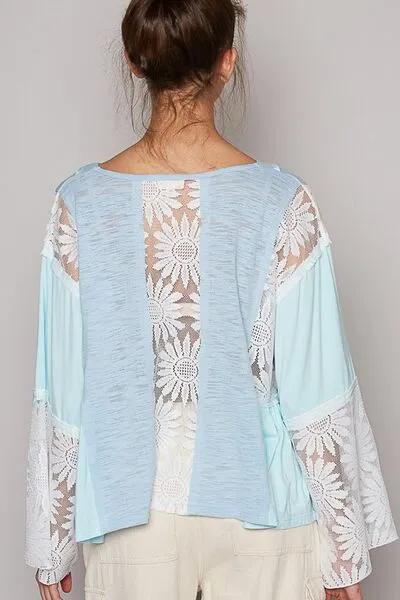 POL Anything But Basic Top- Powder Blue