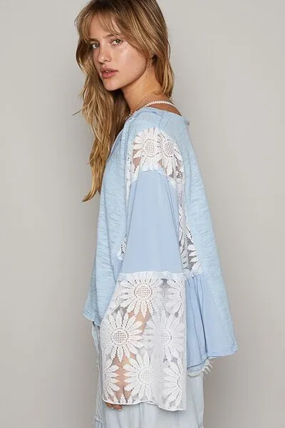 POL Anything But Basic Top- Powder Blue