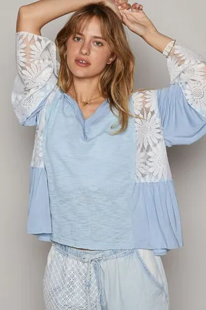 POL Anything But Basic Top- Powder Blue