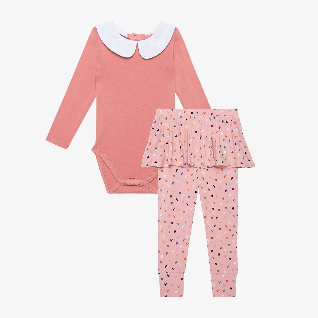 Posh Peanut Cassidy L/S Peterpan Collar Bodysuit & Skirted Legging Set