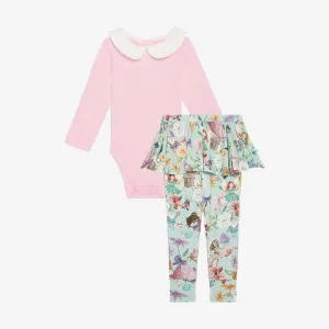 Posh Peanut Faye L/S Peterpan Collar Bodysuit & Skirted Legging Set