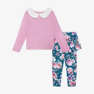 Posh Peanut Keisha L/S Peterpan Collar T-Shirt & Skirted Legging Set