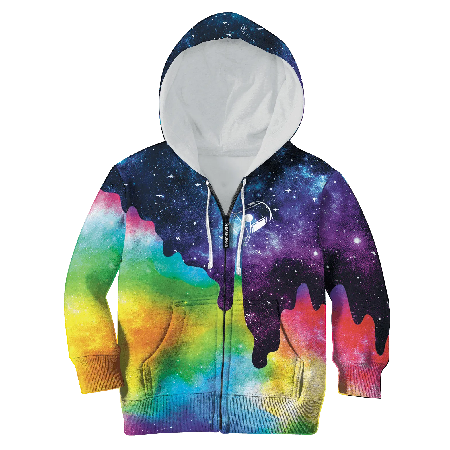Pouring Rainbow Color For Galaxy Custom Cosplay Kid Hoodie