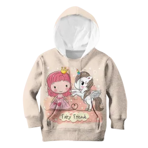 Princess And Unicorn Are Fairy Friends Custom Cosplay Kid Hoodie