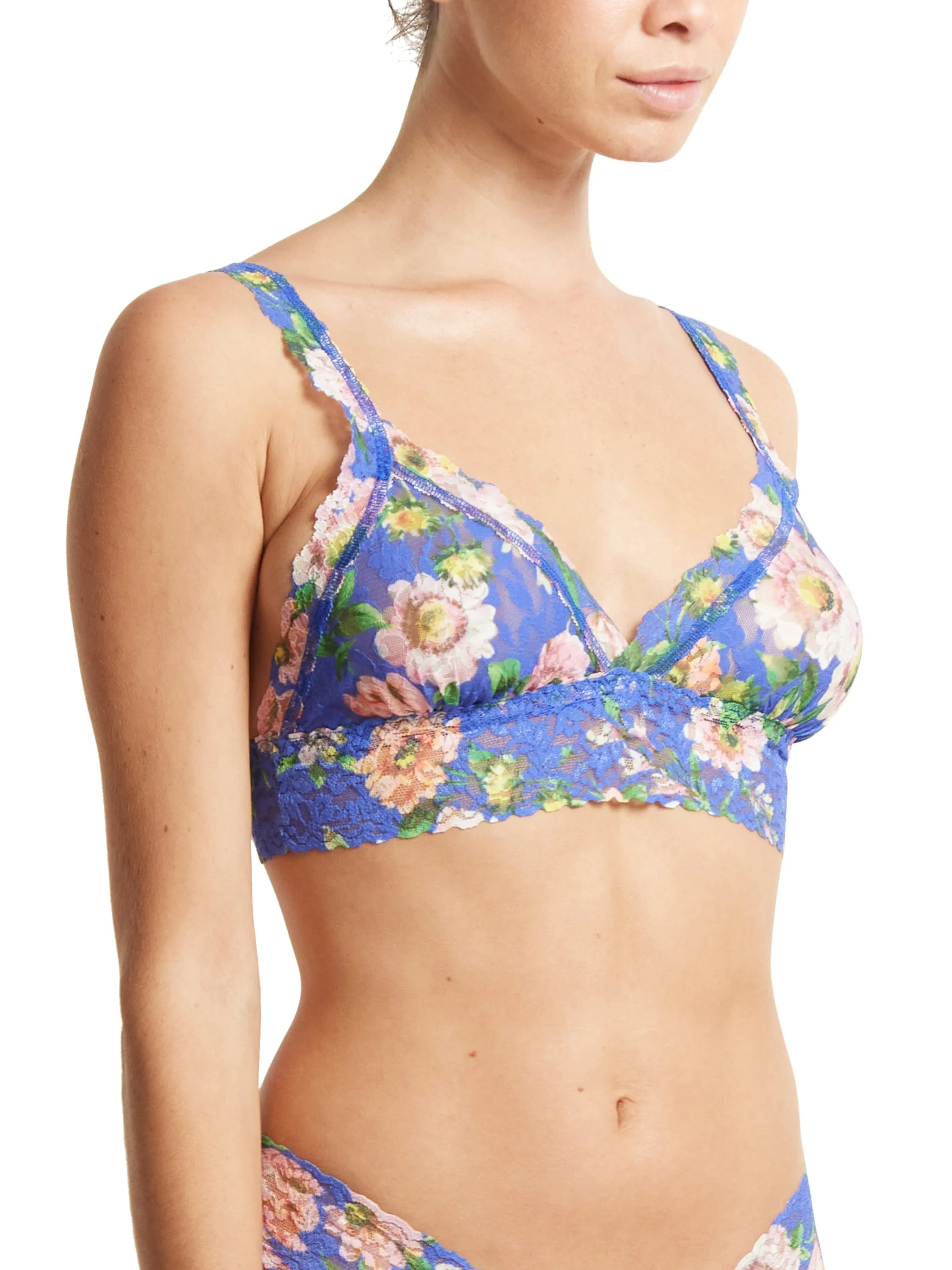 Printed Signature Lace Crossover Bralette Happy Place Sale