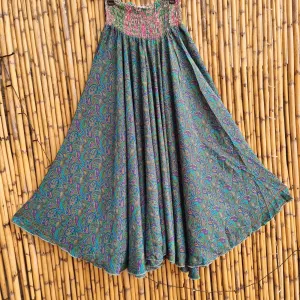Rain-forest Jade Silk Umbrella Pants