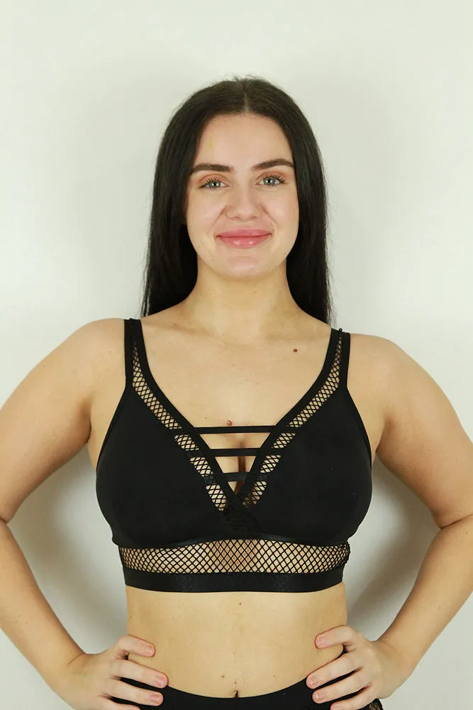 Rarr Felix Open Mesh Bralette – Black