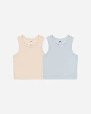 Ribbed Tank Set || Shell, Light Blue