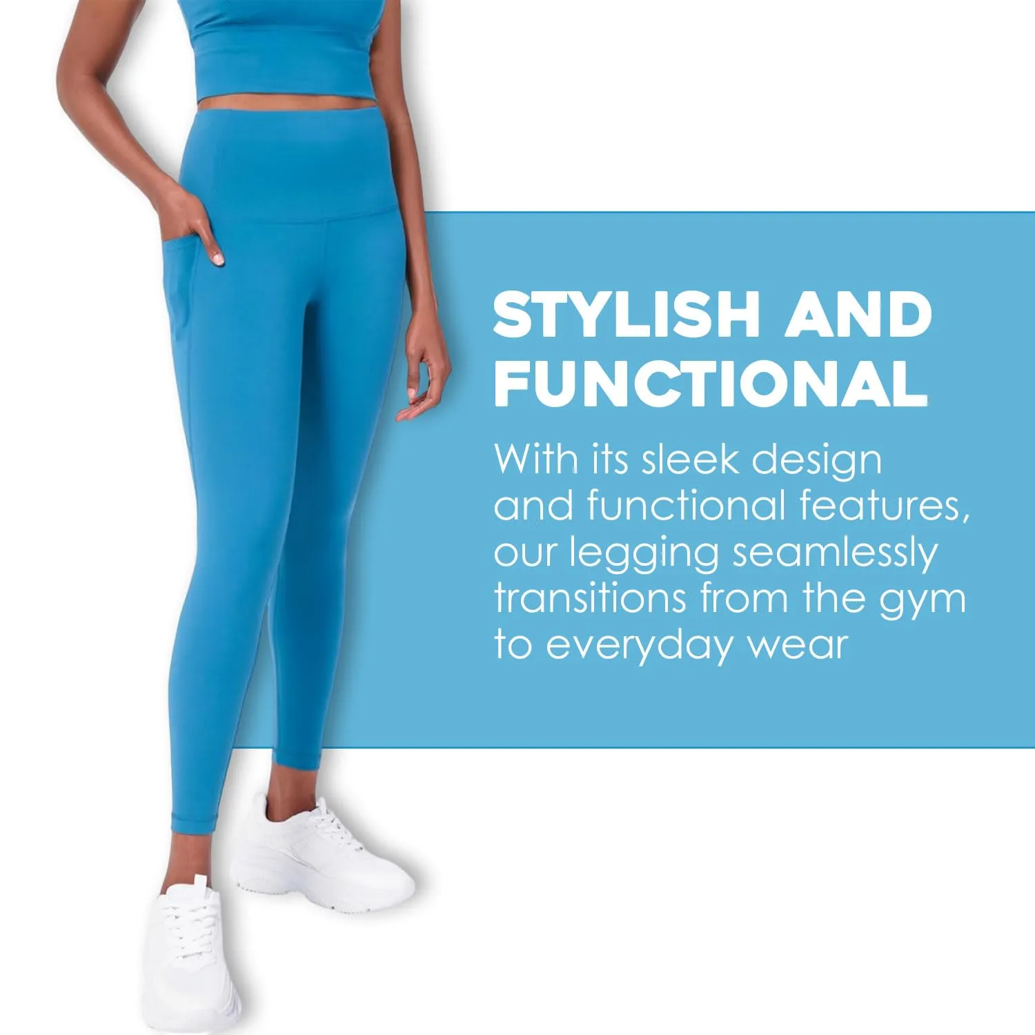 ROAM LOUD Yanta Workout Leggings | Green S | Women's High Waisted Compression Leggings with Pockets