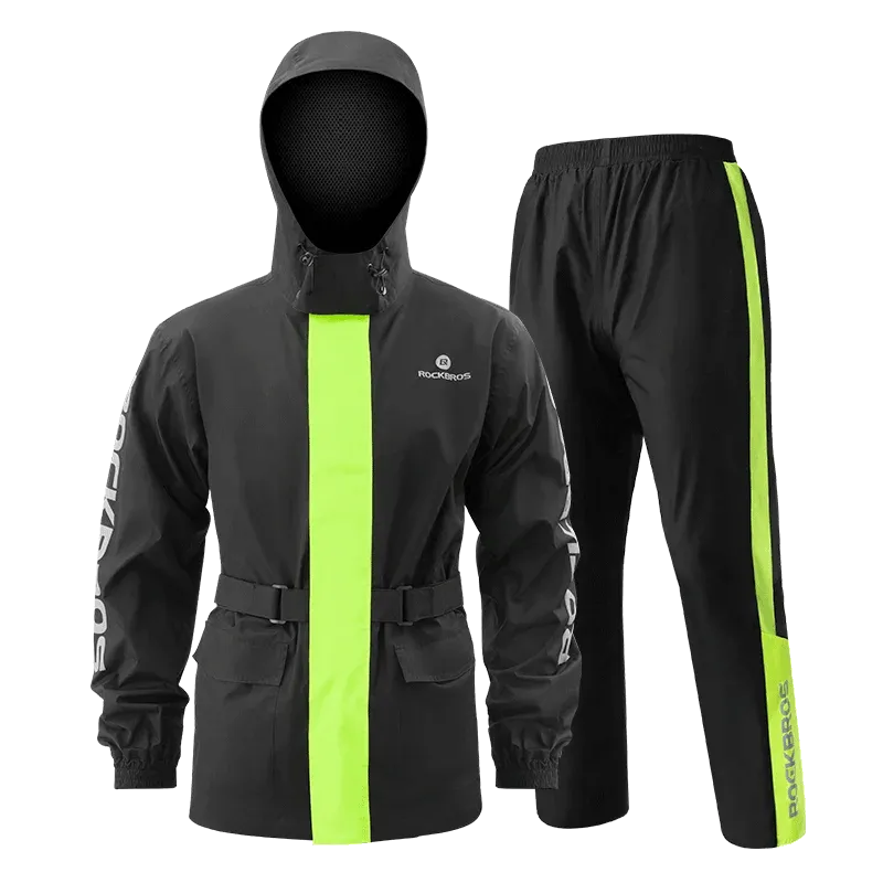 ROCKBROS Motorcycle Raincoat Suit Ultralight Rainwear Shoes Cover Waterproof Reflective Rain Coat Stripe for Riding Equipment