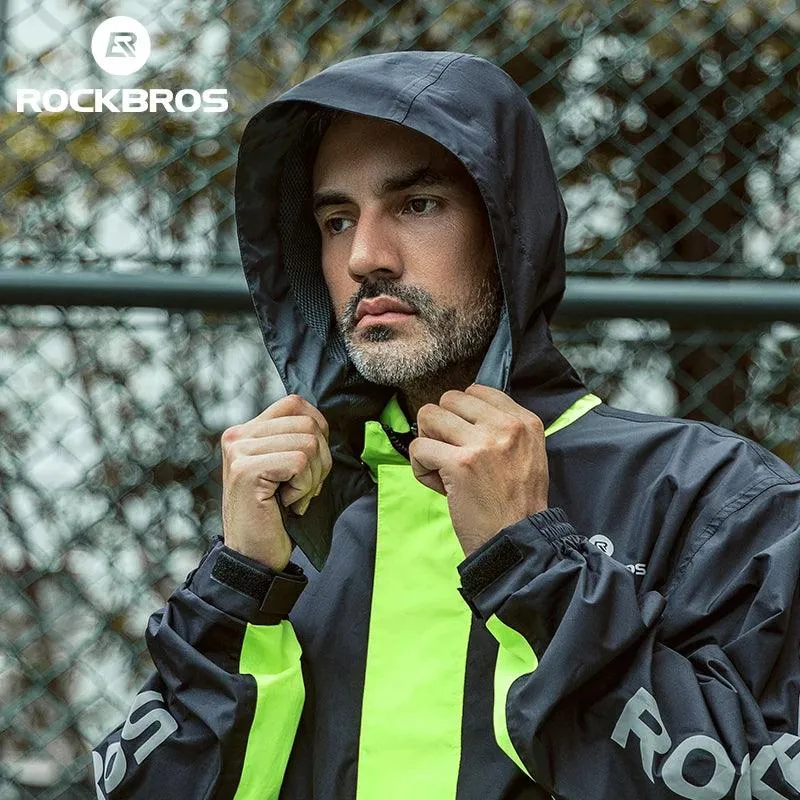 ROCKBROS Motorcycle Raincoat Suit Ultralight Rainwear Shoes Cover Waterproof Reflective Rain Coat Stripe for Riding Equipment