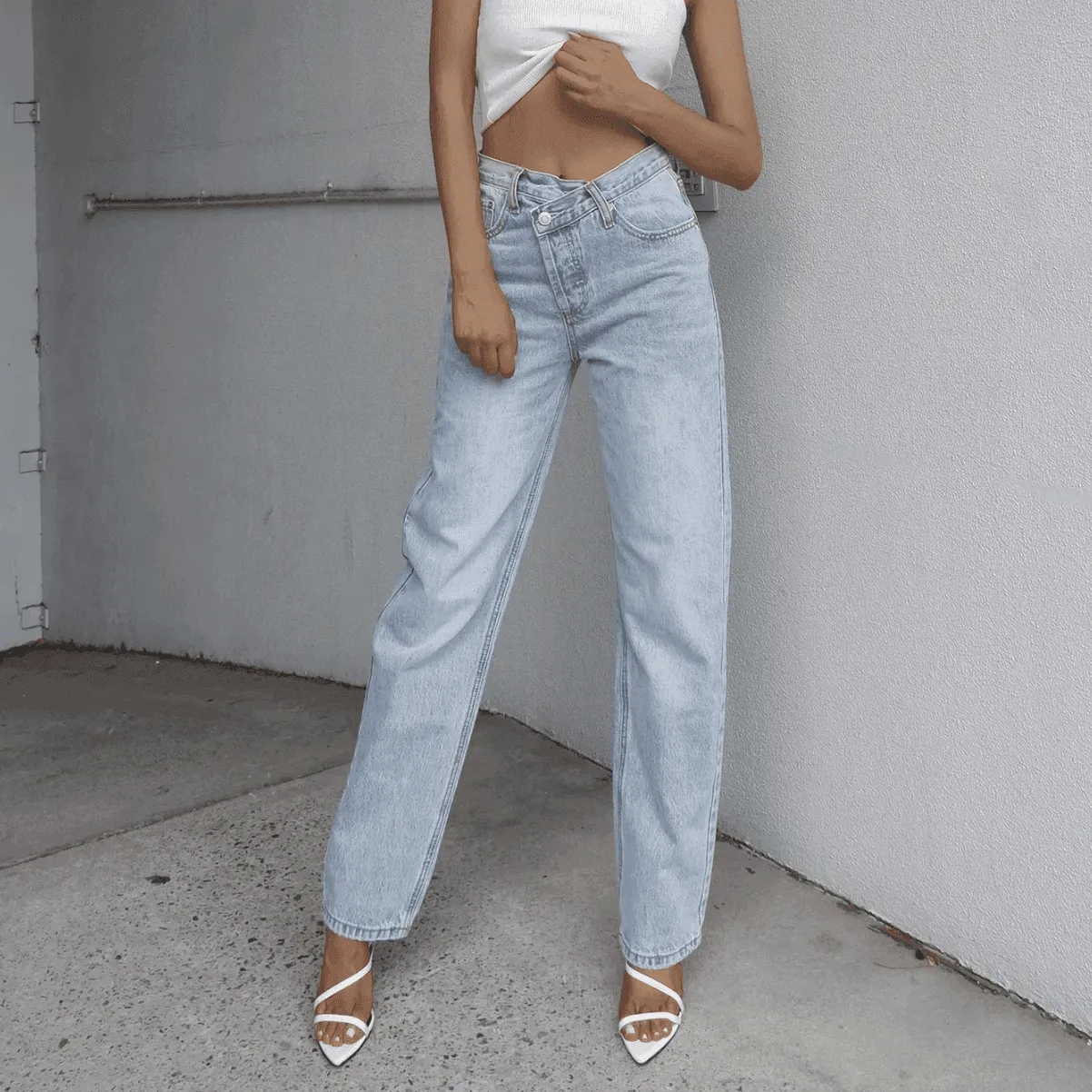 Rodeo Asymmetric Straight Leg Jeans
