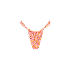 Ruched Thong Bikini Bottom - Sherbet Shimmer